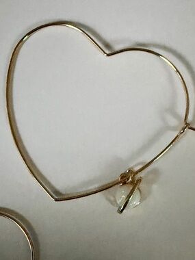 Gold plated heart earrings with Saturn opal charm